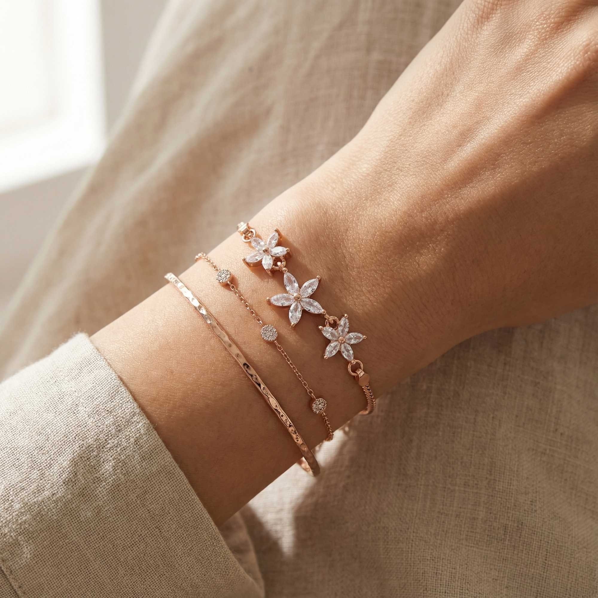 Crystal Flower Bracelet - Image 3