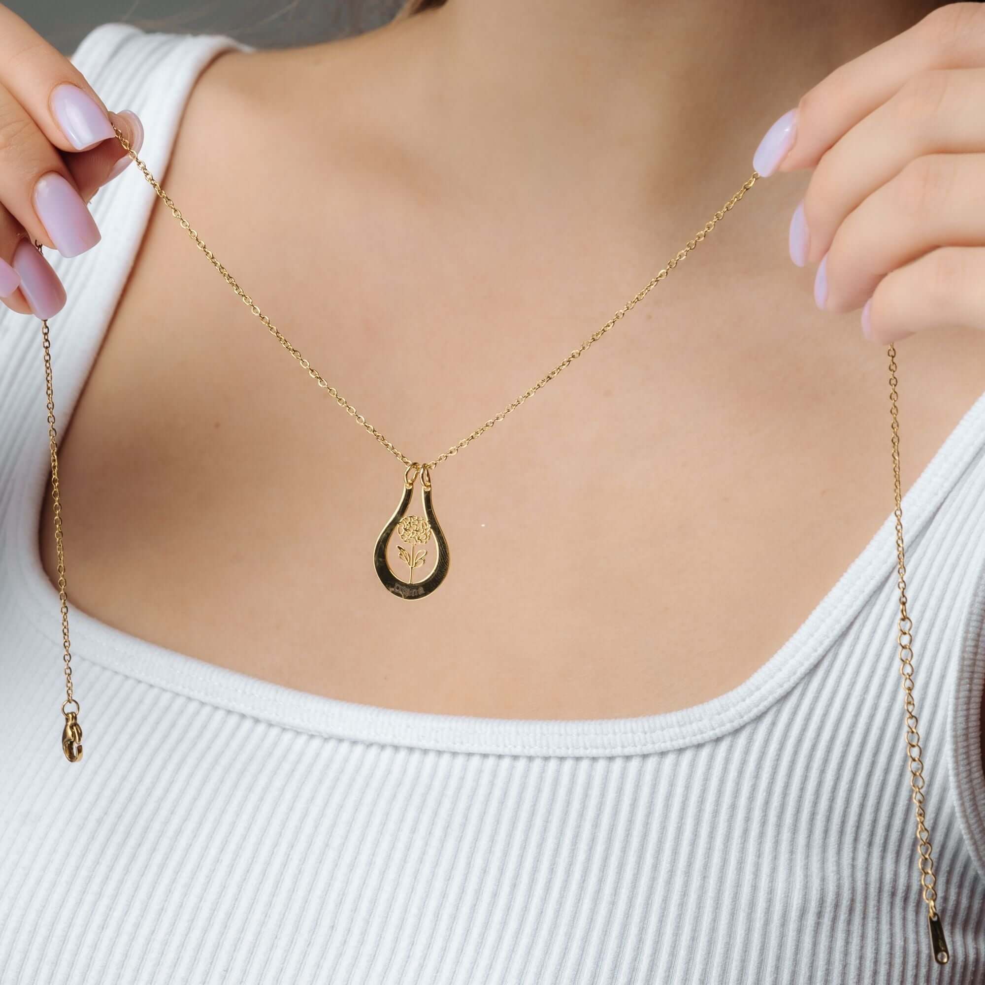 Birth Flower Name Necklace - Image 111