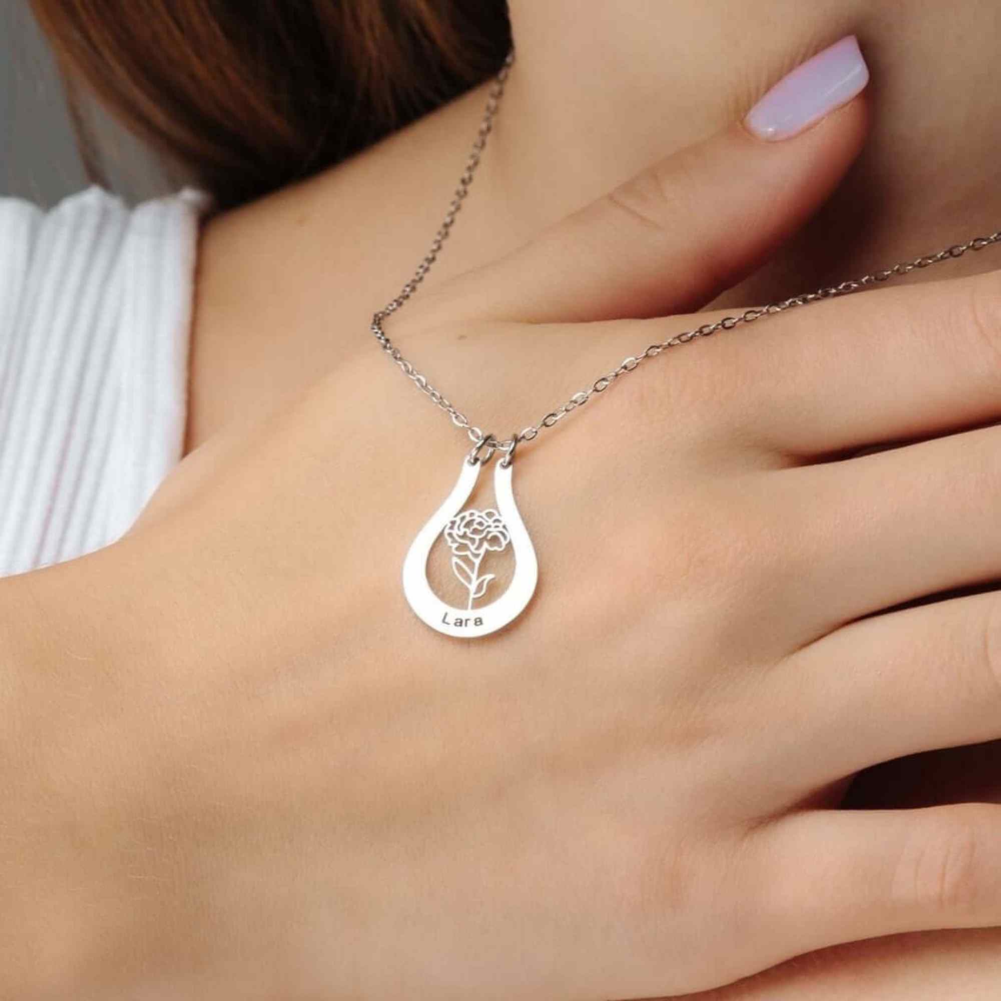 Birth Flower Name Necklace - Image 2