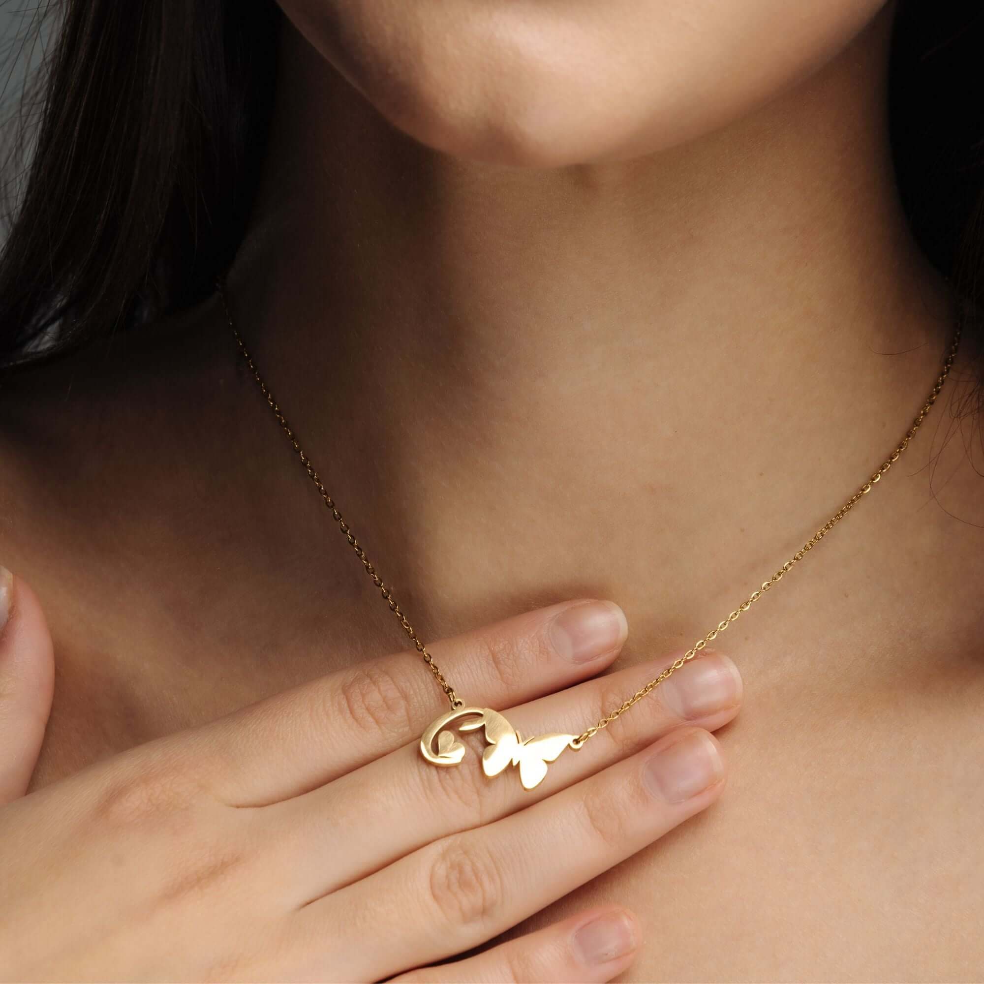 Butterfly Initial Necklace - Image 4