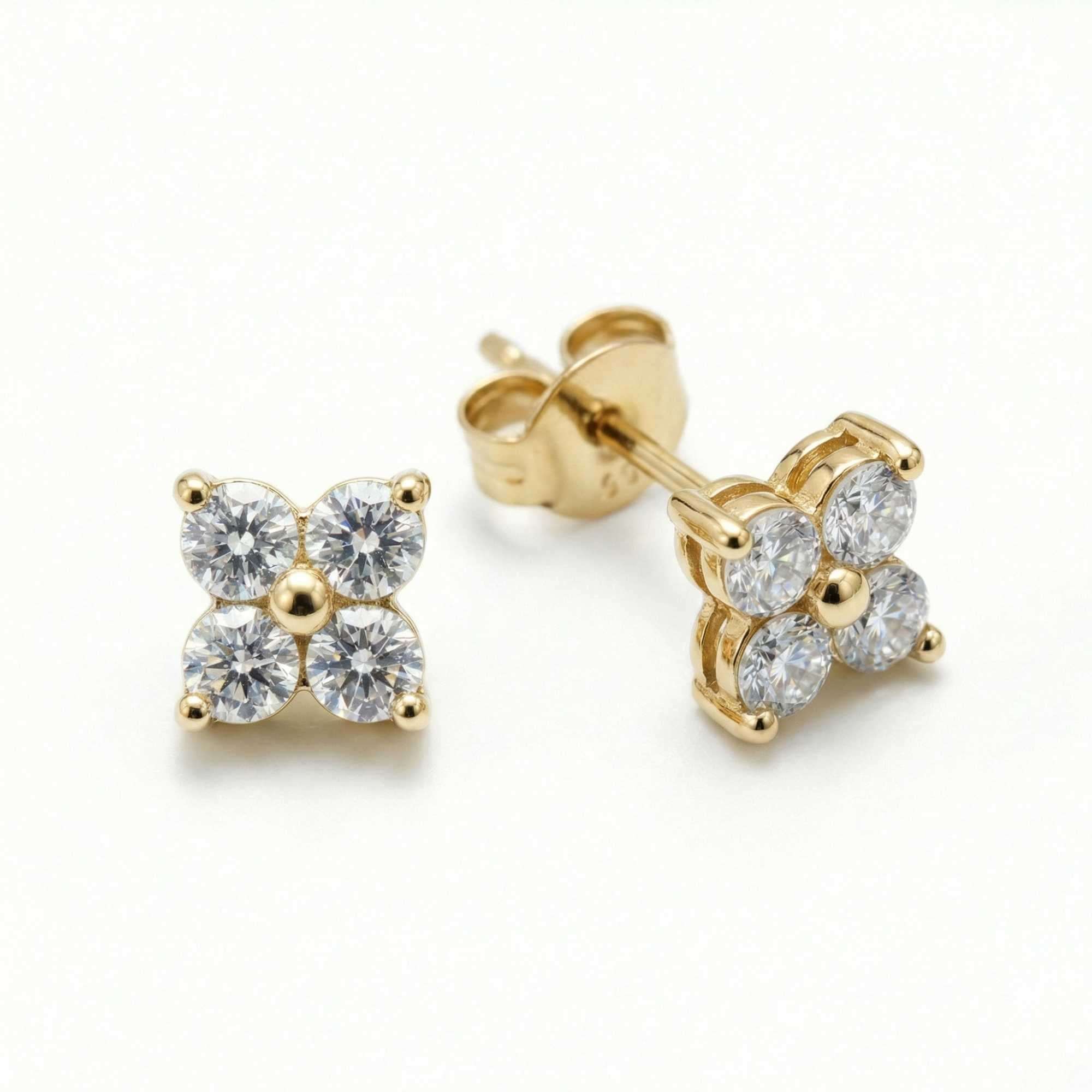 Crystal Flower Stud Earrings - Image 2