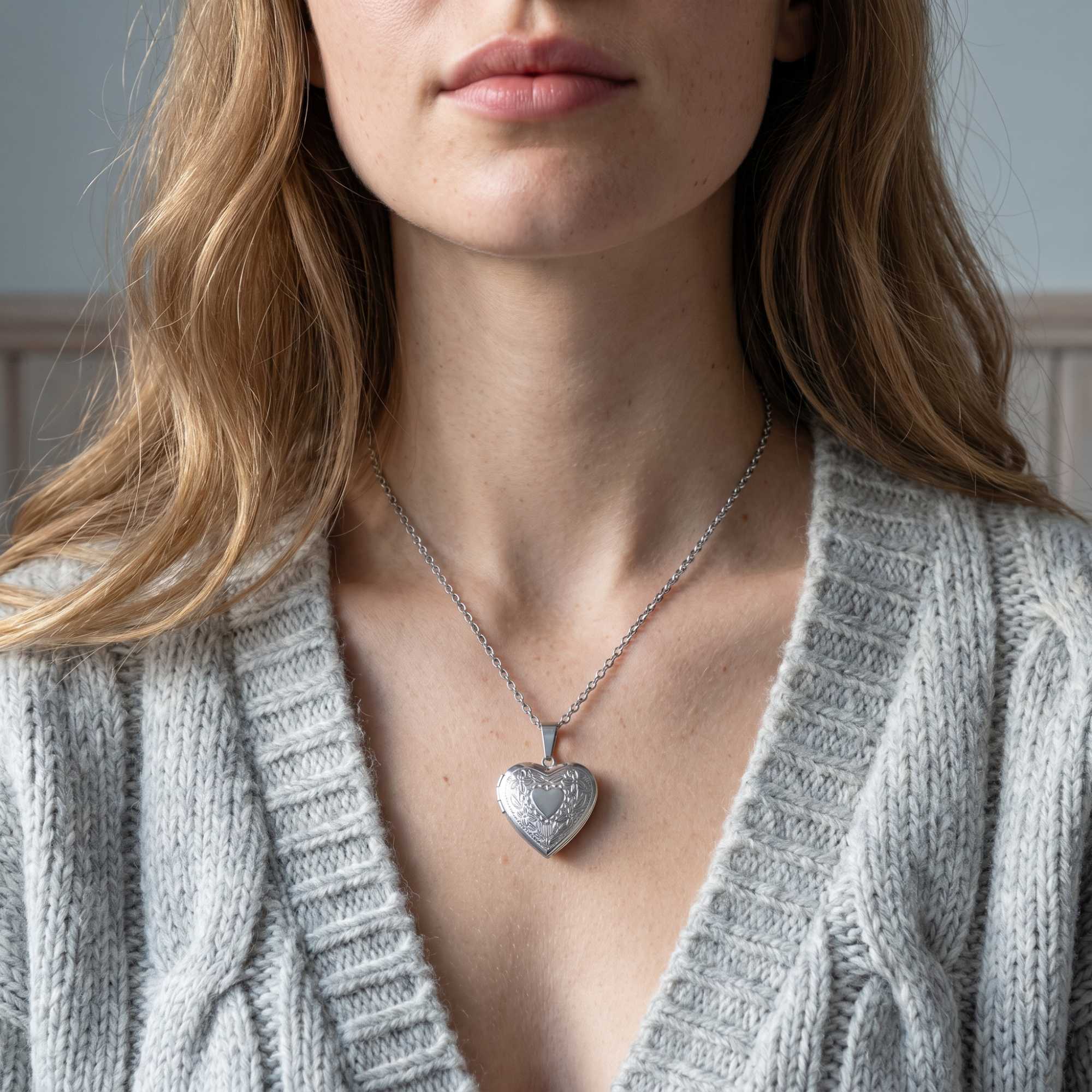 Floral Heart Photo Locket Necklace - Image 12