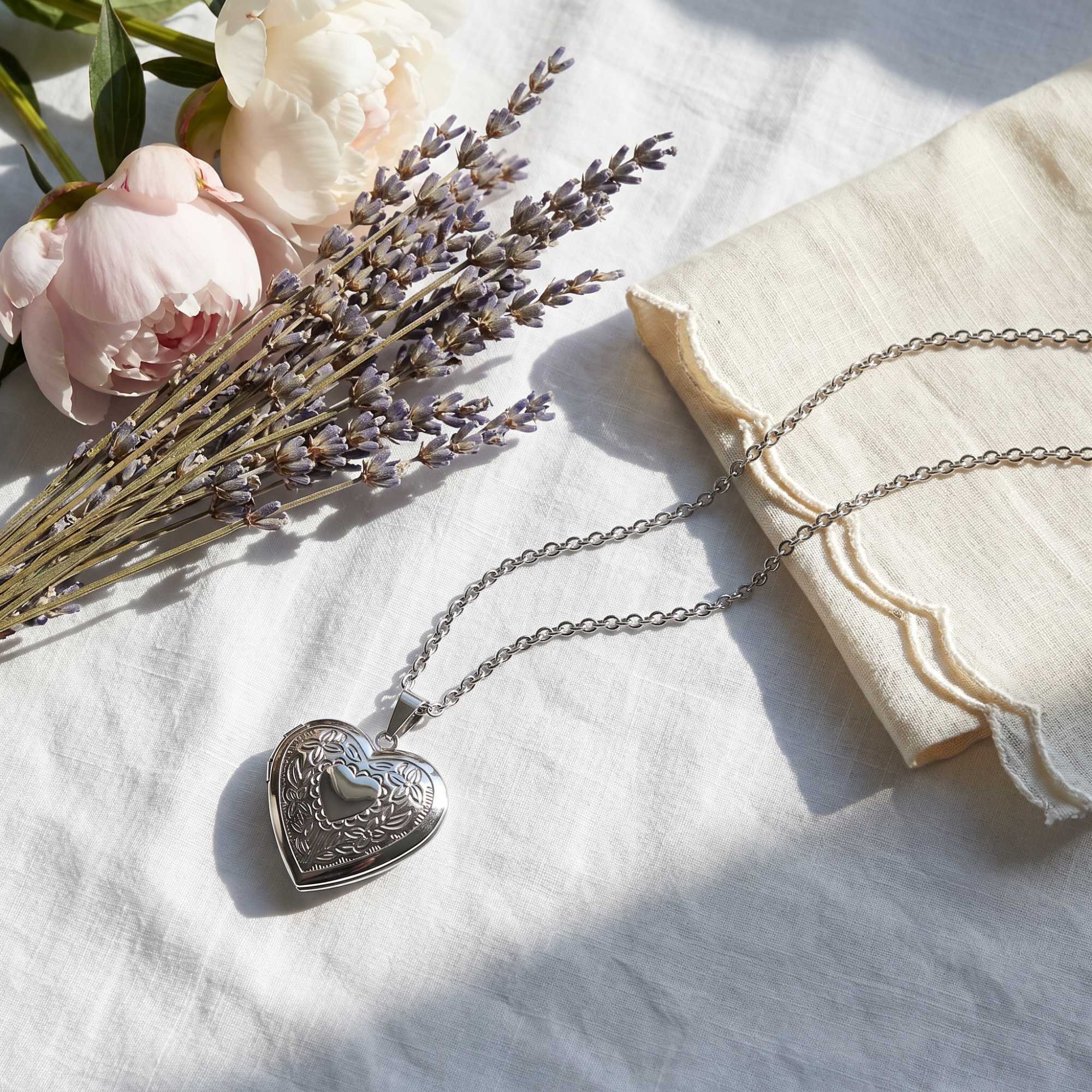 Floral Heart Photo Locket Necklace - Image 15