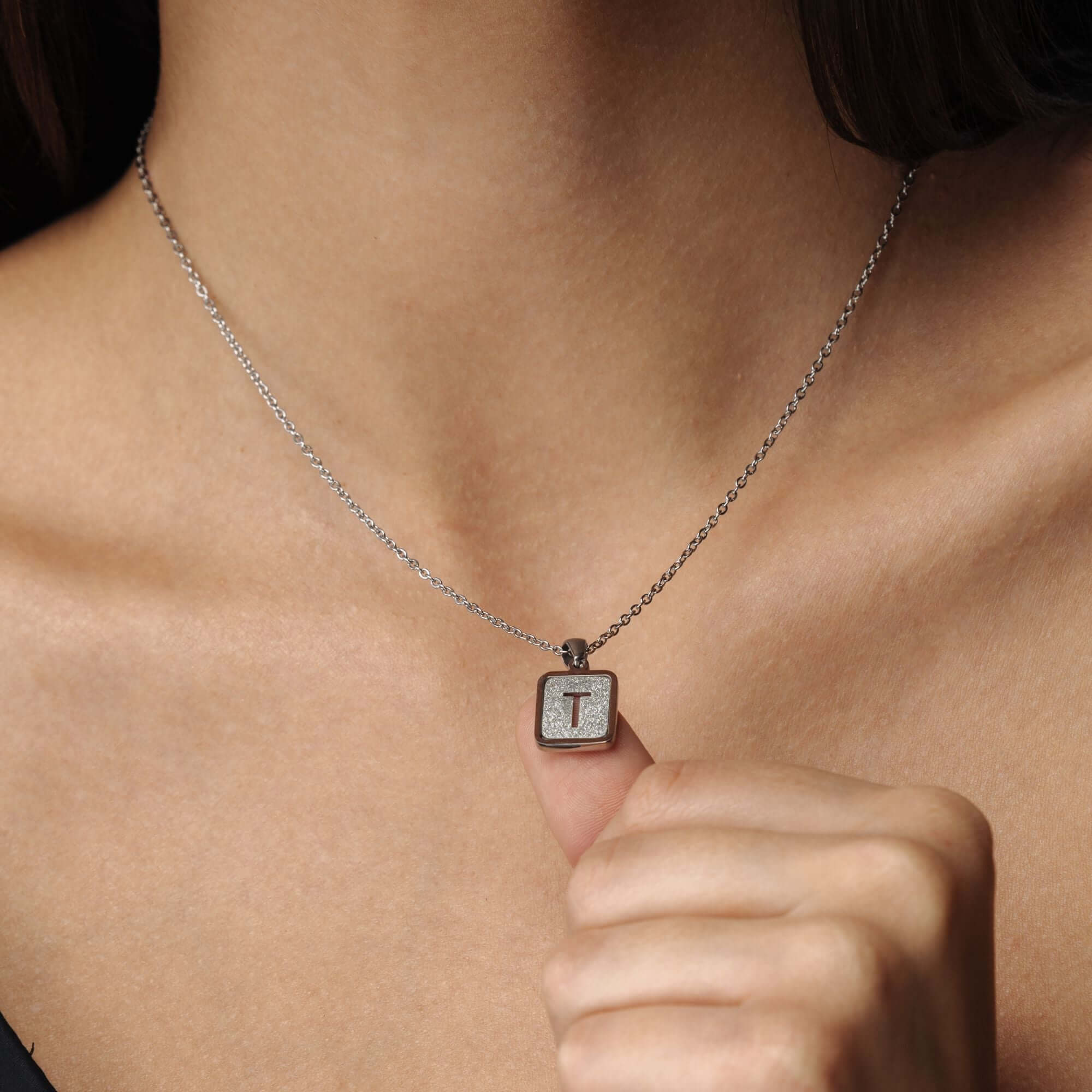 Glitter Initial Necklace - Image 4