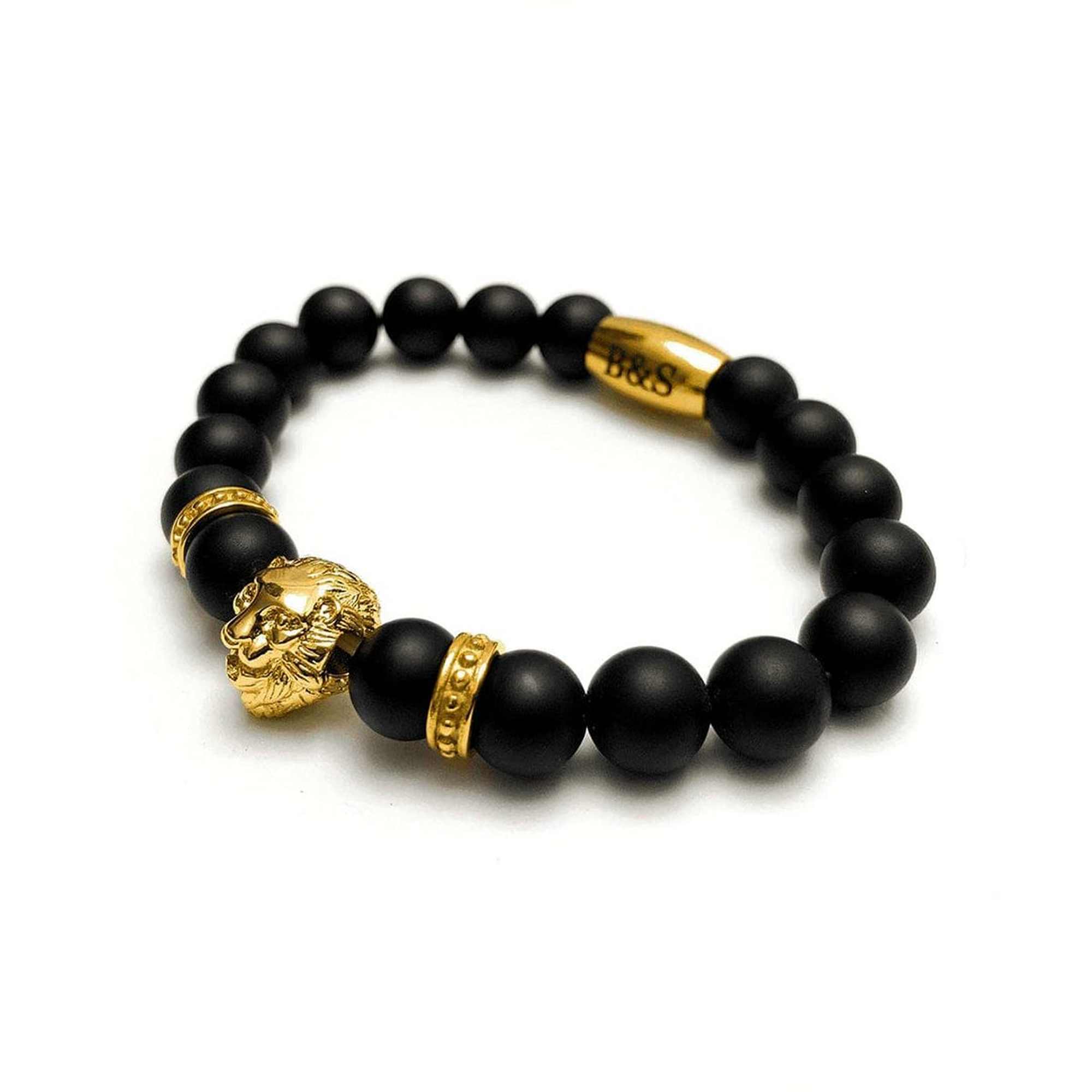 Gold Lion & Black Stones Bracelet - Image 3