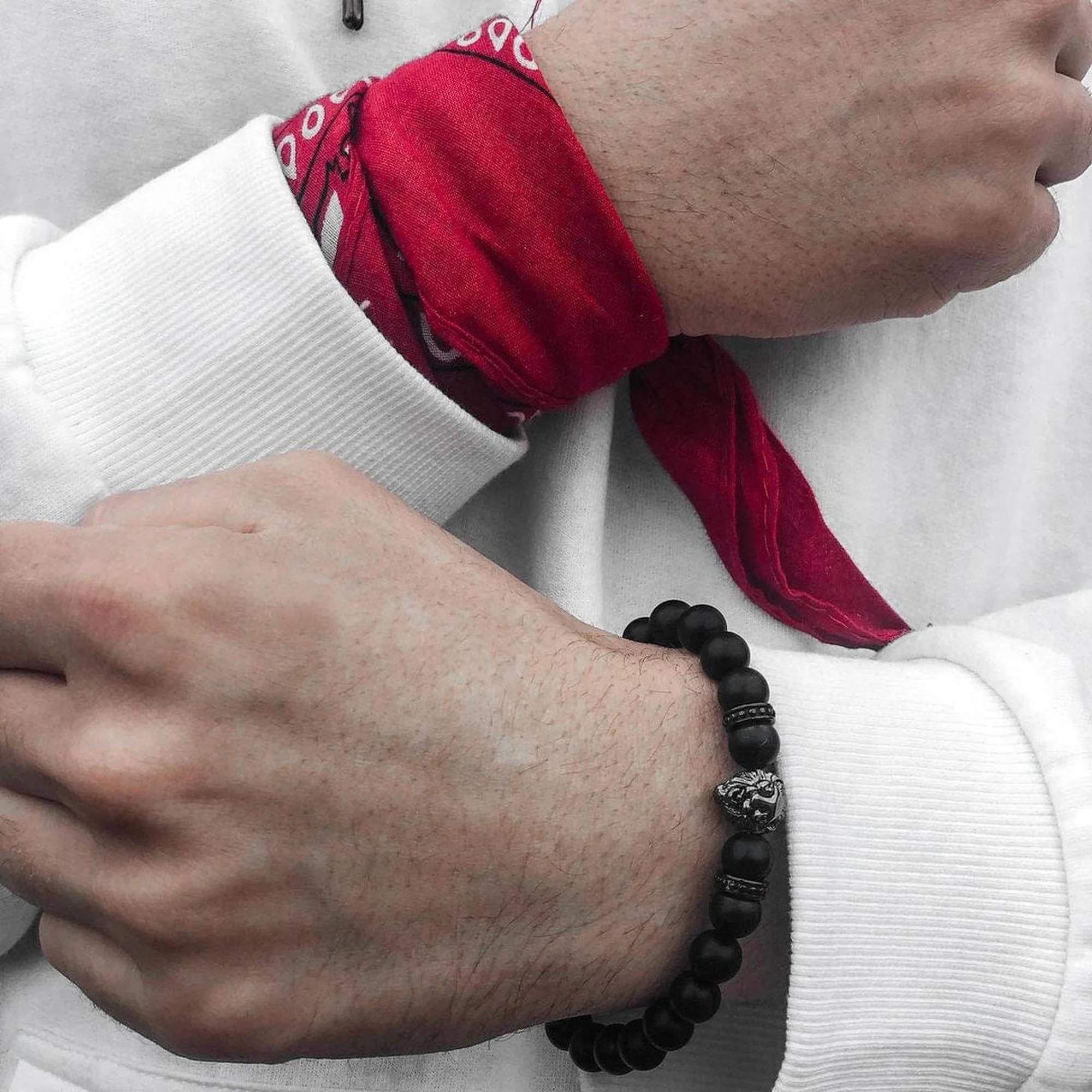 Black Lion & Black Stones Bracelet - Image 2
