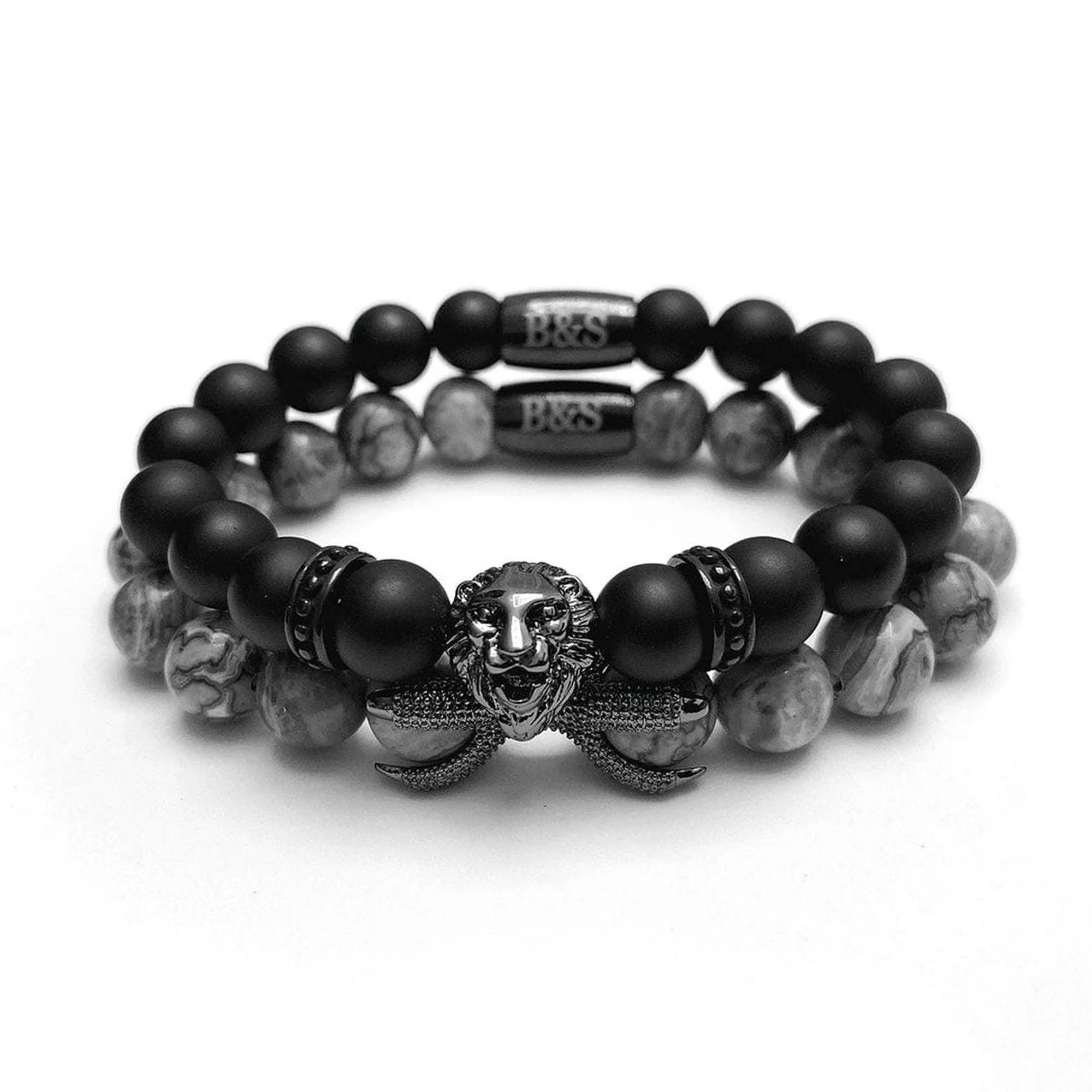 Black Lion with Black & Grey Stones Set