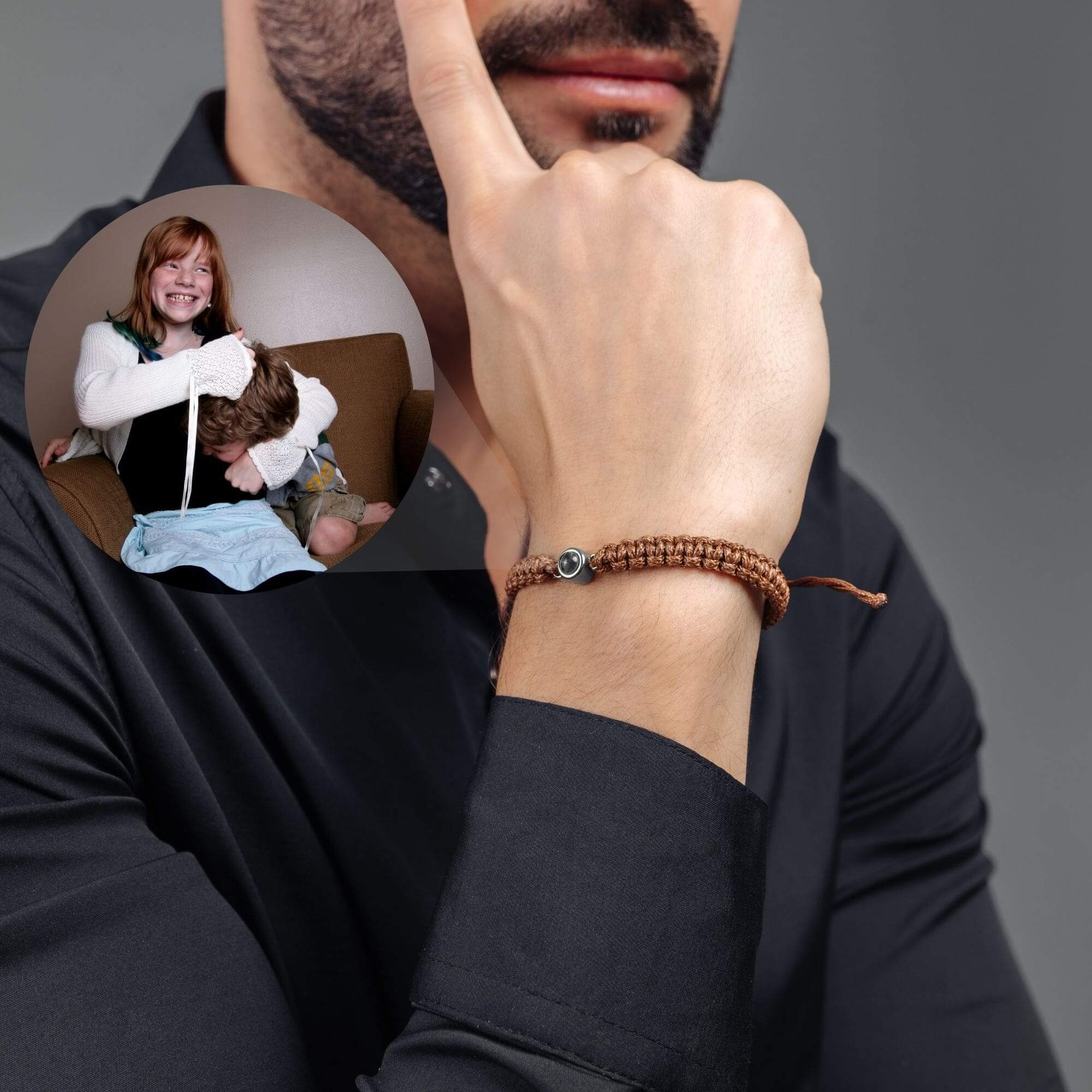 Man Brown Photo Bracelet - Image 12