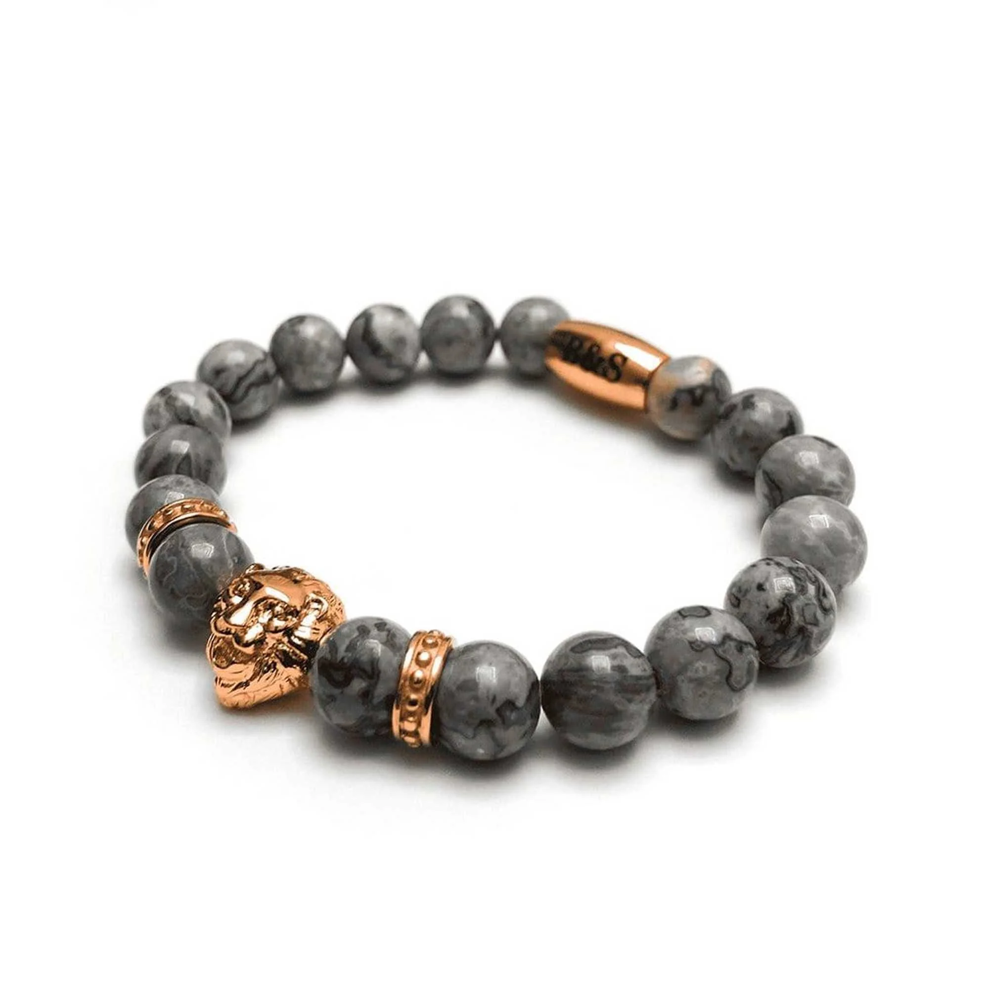 Rose Gold Lion & Grey Stones Bracelet - Image 2