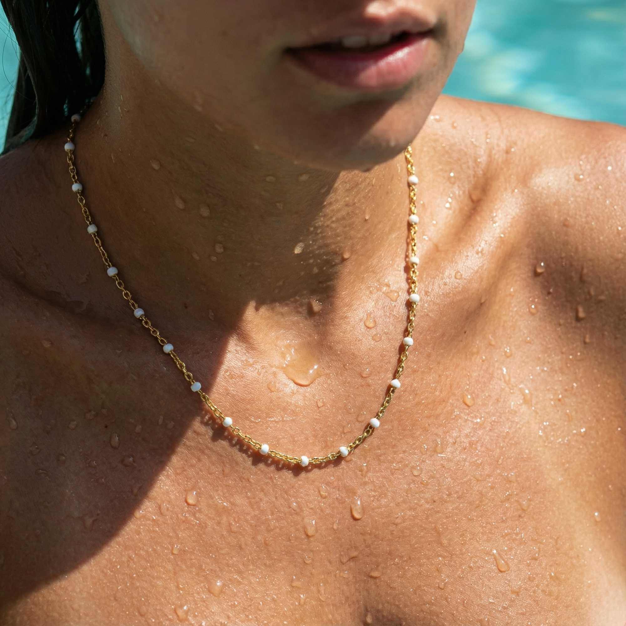 White Beaded Choker
