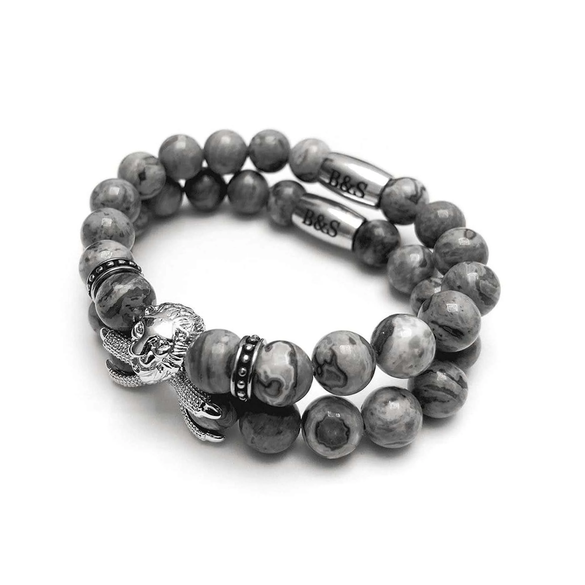 White Gold Lion & Grey Stones Set - Image 2